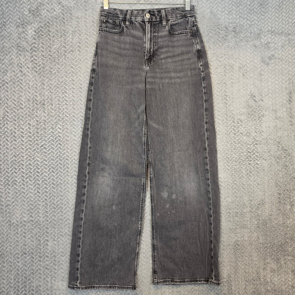 American Eagle Curvy Super High-Rise Baggy Wide Leg Jeans Black Size 00 Regular